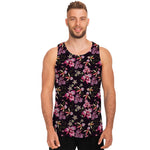 Embroidery Orchid Flower Pattern Print Men's Tank Top