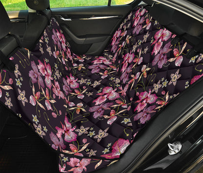 Embroidery Orchid Flower Pattern Print Pet Car Back Seat Cover