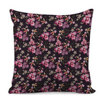 Embroidery Orchid Flower Pattern Print Pillow Cover