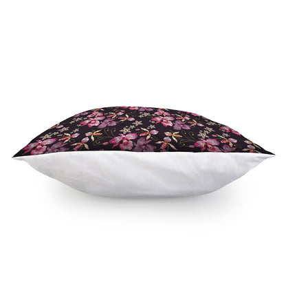 Embroidery Orchid Flower Pattern Print Pillow Cover