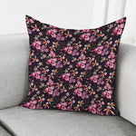 Embroidery Orchid Flower Pattern Print Pillow Cover