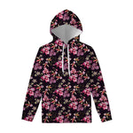 Embroidery Orchid Flower Pattern Print Pullover Hoodie