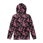 Embroidery Orchid Flower Pattern Print Pullover Hoodie