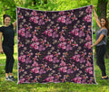 Embroidery Orchid Flower Pattern Print Quilt