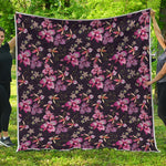 Embroidery Orchid Flower Pattern Print Quilt