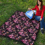 Embroidery Orchid Flower Pattern Print Quilt