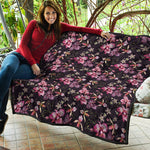Embroidery Orchid Flower Pattern Print Quilt