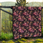Embroidery Orchid Flower Pattern Print Quilt