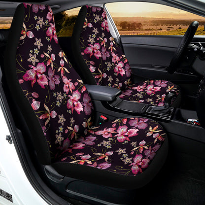 Embroidery Orchid Flower Pattern Print Universal Fit Car Seat Covers