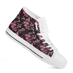 Embroidery Orchid Flower Pattern Print White High Top Shoes