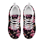 Embroidery Orchid Flower Pattern Print White Sneakers