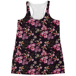 Embroidery Orchid Flower Pattern Print Women's Racerback Tank Top