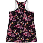 Embroidery Orchid Flower Pattern Print Women's Racerback Tank Top