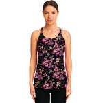 Embroidery Orchid Flower Pattern Print Women's Racerback Tank Top