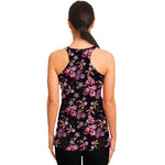 Embroidery Orchid Flower Pattern Print Women's Racerback Tank Top