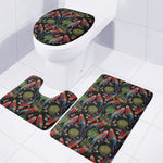 Embroidery Parrot Pattern Print 3 Piece Bath Mat Set