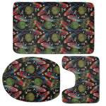 Embroidery Parrot Pattern Print 3 Piece Bath Mat Set