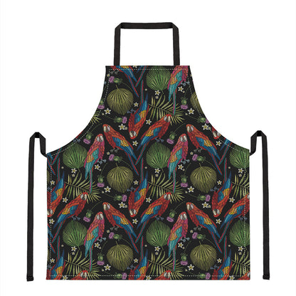 Embroidery Parrot Pattern Print Apron