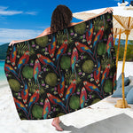 Embroidery Parrot Pattern Print Beach Sarong Wrap