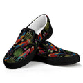 Embroidery Parrot Pattern Print Black Slip On Sneakers