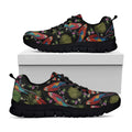 Embroidery Parrot Pattern Print Black Running Shoes