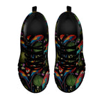 Embroidery Parrot Pattern Print Black Sneakers