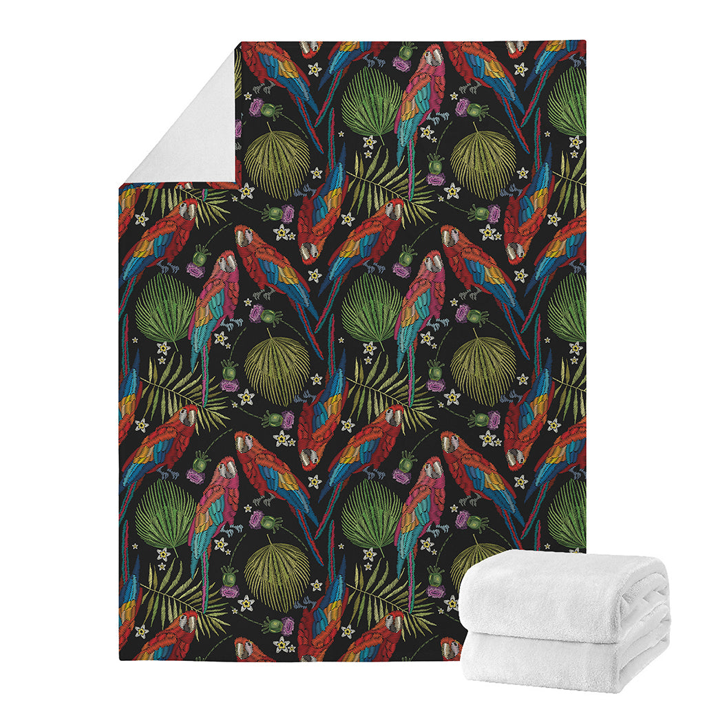 Embroidery Parrot Pattern Print Blanket