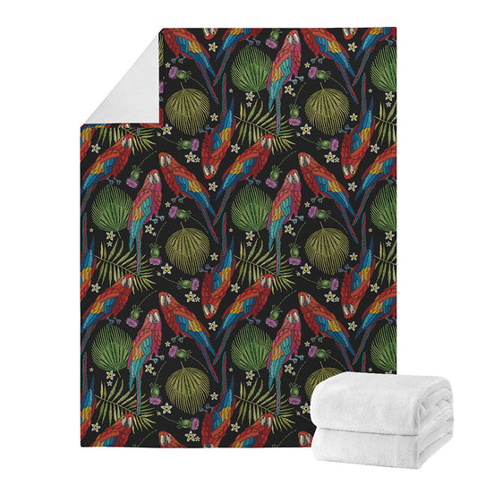 Embroidery Parrot Pattern Print Blanket
