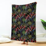 Embroidery Parrot Pattern Print Blanket