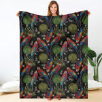Embroidery Parrot Pattern Print Blanket