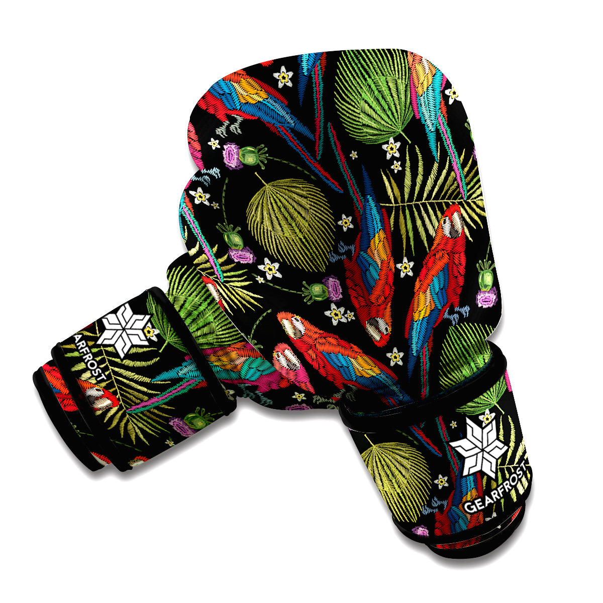 Embroidery Parrot Pattern Print Boxing Gloves