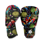 Embroidery Parrot Pattern Print Boxing Gloves