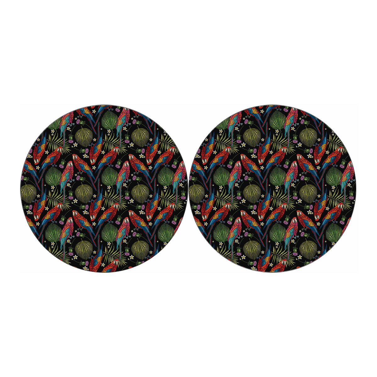 Embroidery Parrot Pattern Print Car Coasters