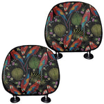 Embroidery Parrot Pattern Print Car Headrest Covers