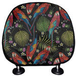 Embroidery Parrot Pattern Print Car Headrest Covers