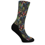 Embroidery Parrot Pattern Print Crew Socks