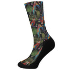 Embroidery Parrot Pattern Print Crew Socks