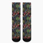 Embroidery Parrot Pattern Print Crew Socks