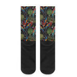 Embroidery Parrot Pattern Print Crew Socks
