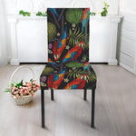 Embroidery Parrot Pattern Print Dining Chair Slipcover