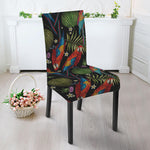 Embroidery Parrot Pattern Print Dining Chair Slipcover