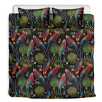 Embroidery Parrot Pattern Print Duvet Cover Bedding Set