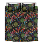 Embroidery Parrot Pattern Print Duvet Cover Bedding Set