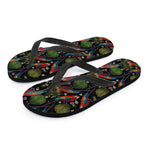 Embroidery Parrot Pattern Print Flip Flops