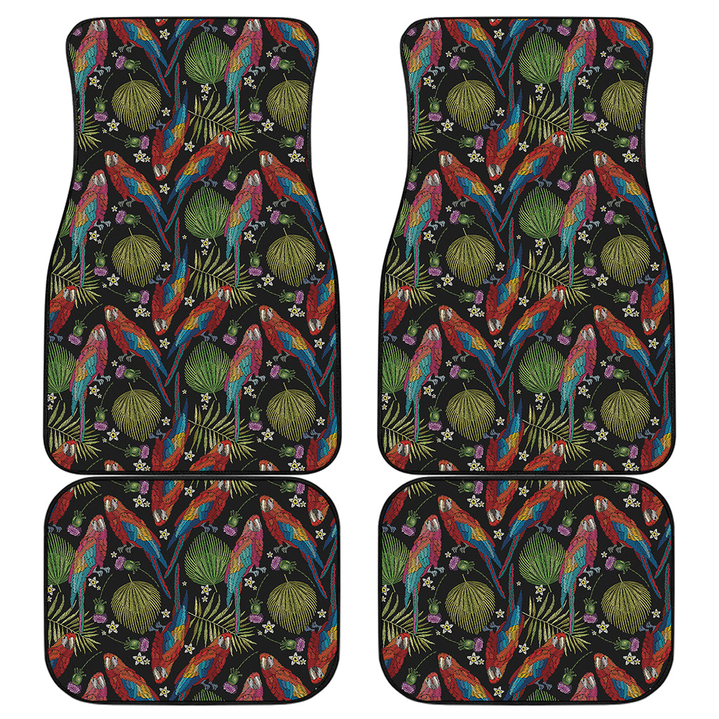 Embroidery Parrot Pattern Print Front and Back Car Floor Mats