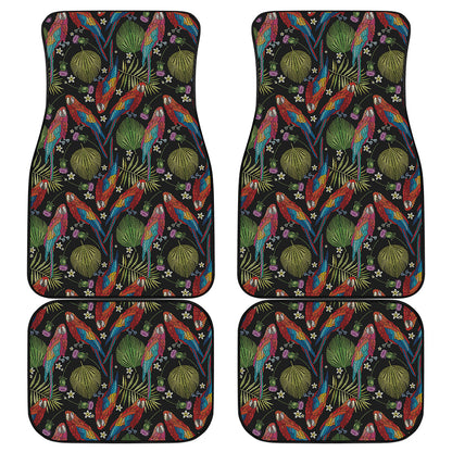 Embroidery Parrot Pattern Print Front and Back Car Floor Mats