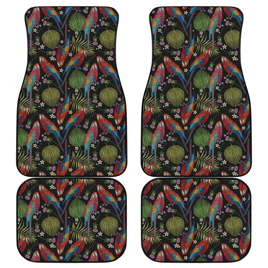 Embroidery Parrot Pattern Print Front and Back Car Floor Mats