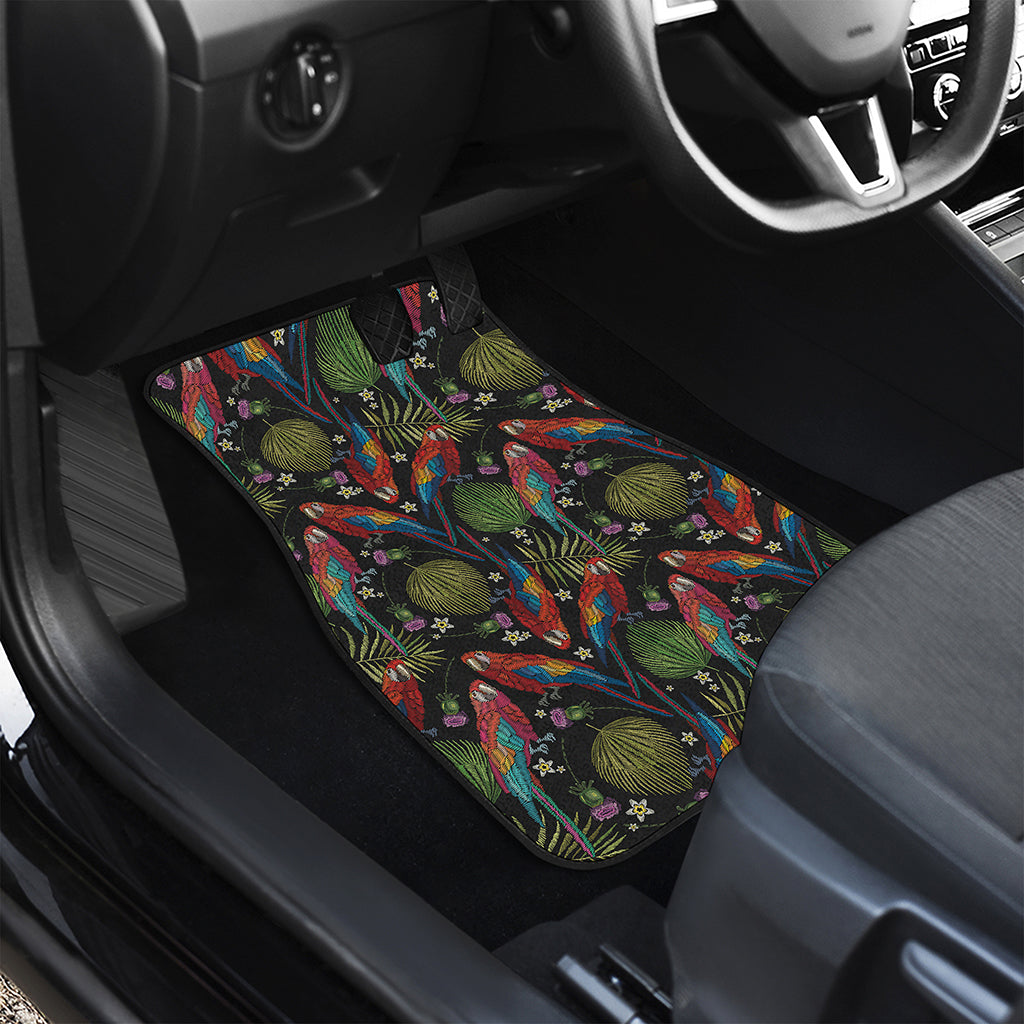Embroidery Parrot Pattern Print Front and Back Car Floor Mats