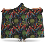 Embroidery Parrot Pattern Print Hooded Blanket