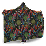 Embroidery Parrot Pattern Print Hooded Blanket